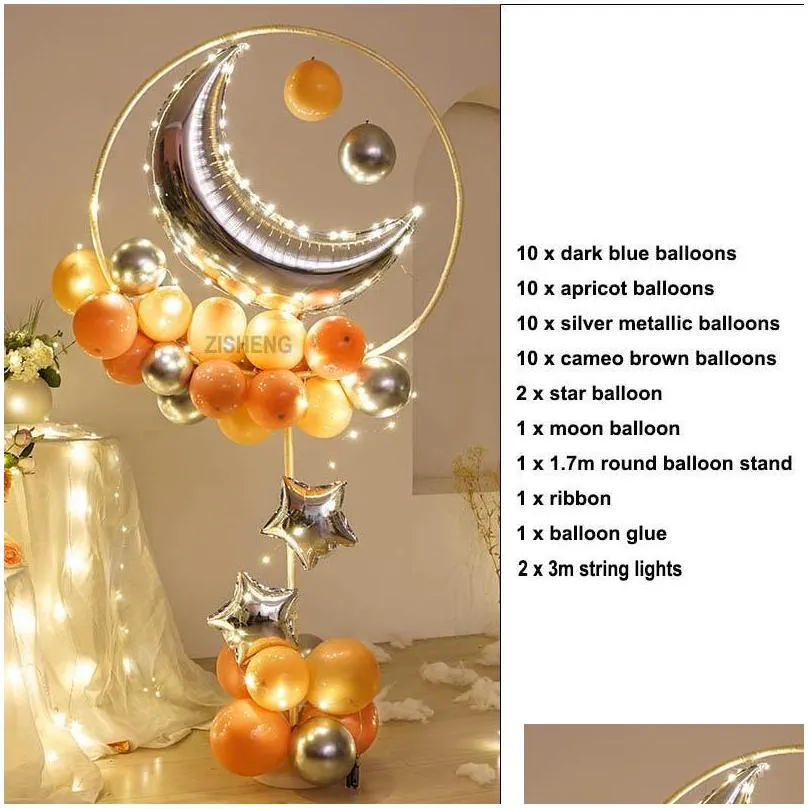 party decoration moon star round circle balloon arch frame stand kit twinkle little theme balloons for baby shower birthday