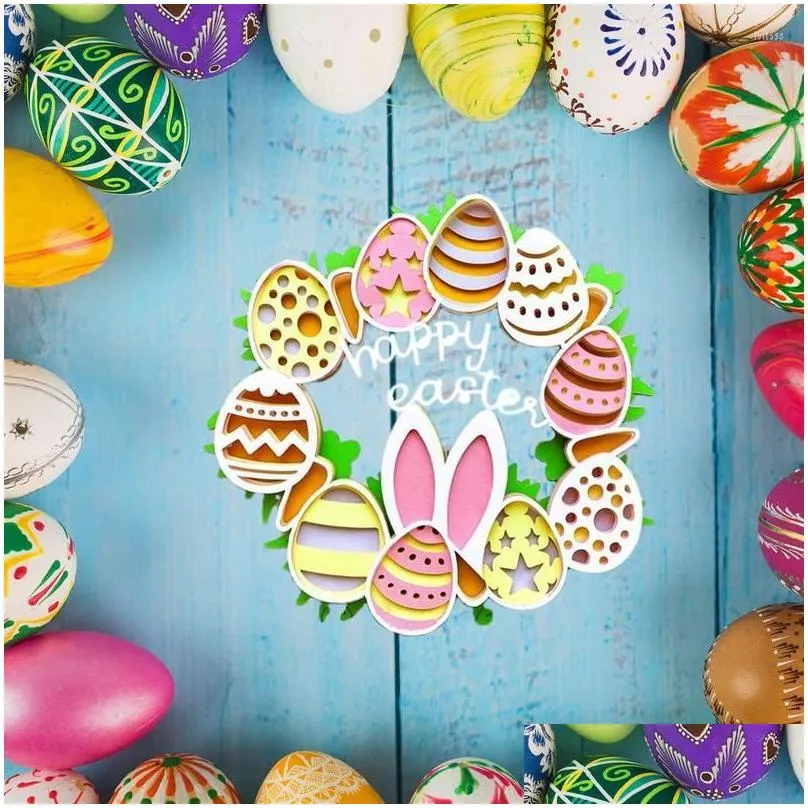 decorative flowers happy easter wreath home outdoor indoor door wall decoration colorful eggs adorable hangings ornament