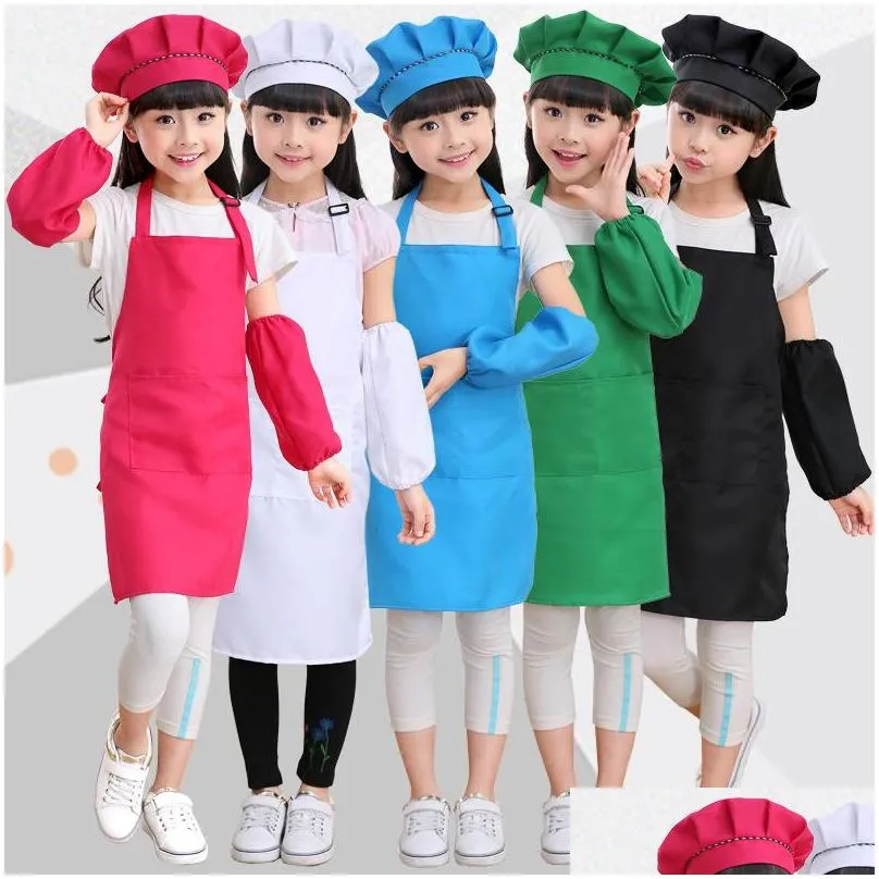 kids aprons pocket craft cooking baking art painting kids kitchen dining bib children aprons kids aprons sleeve chef hats