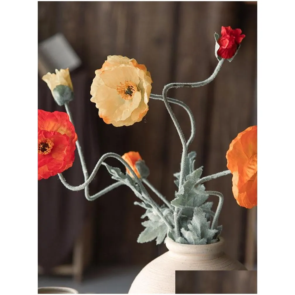 decorative flowers wreaths home decor artificial poppy simulation christmas wedding decoration room indoor tabletop ornaments creative