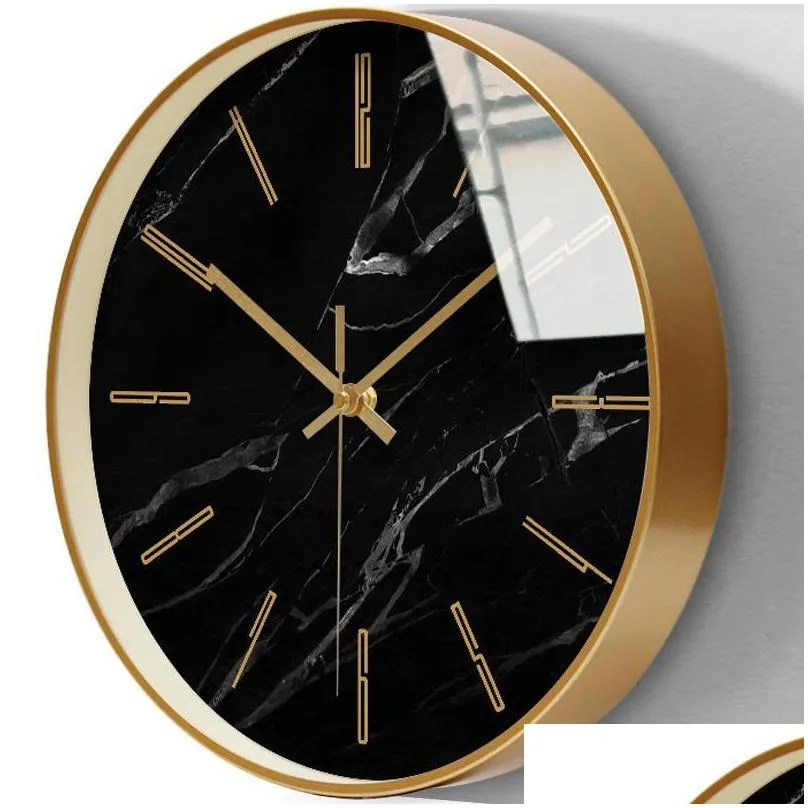 marble luxury wall clock fashion silent nordic gold round living room zegary na sciane stylish decor clocks