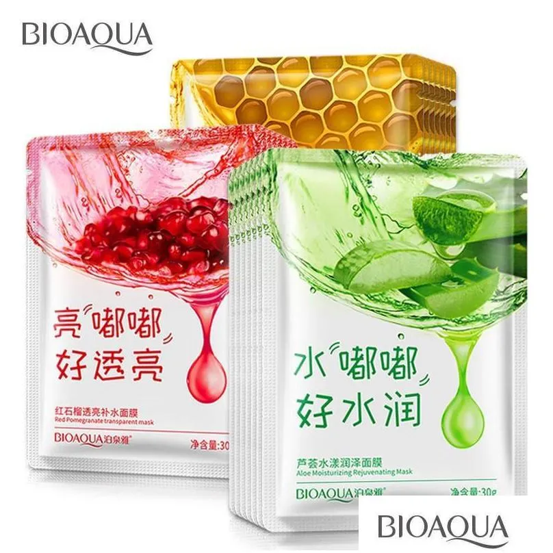 DHL BIOAQUA 12 kinds Squeeze Mask Sheet Moisturising Face Skin Treatment Oilcontrol Facial Mask Peels Skin Care Pilate