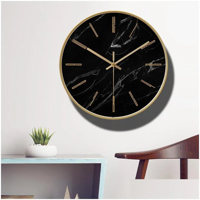 marble luxury wall clock fashion silent nordic gold round living room zegary na sciane stylish decor clocks