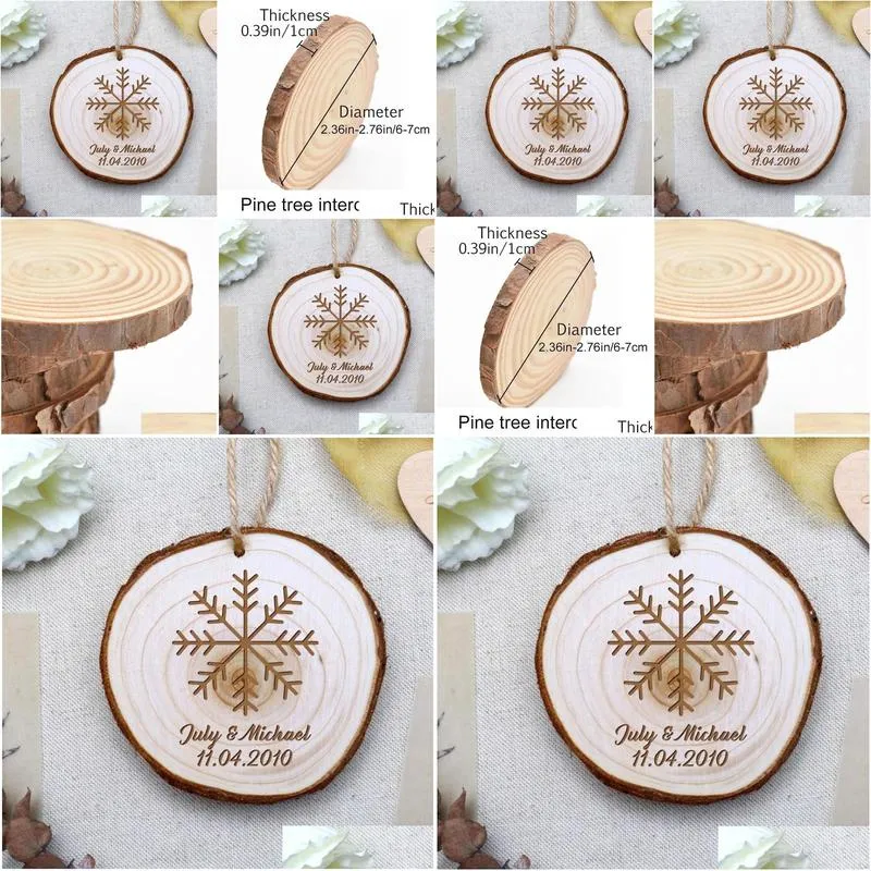 party decoration custom snowflake wood wedding favor tags engraved favors ornaments decorations mparty