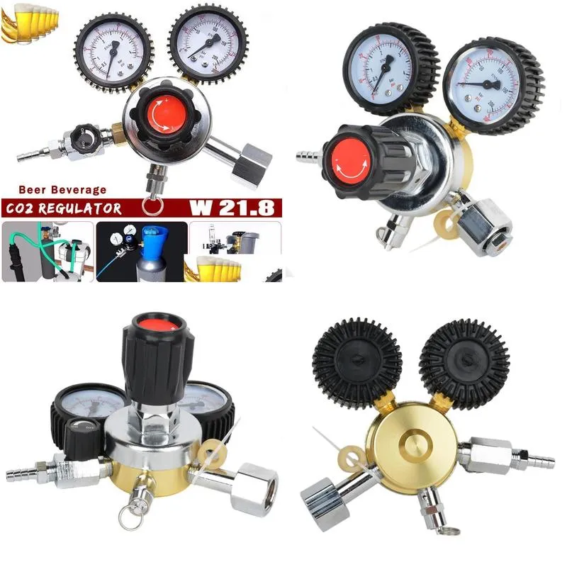 zeast 1pcs dual gauge co2 regulator beer beverage decompressor home brew gas bar accessories beer carbon dioxide reducer1