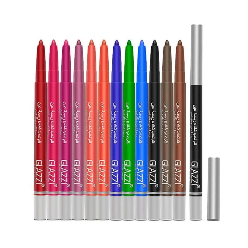 12 colors eyeliner set colorful neon green white matte eyeliner pencil multifunction cosmetics makeup tool waterproof