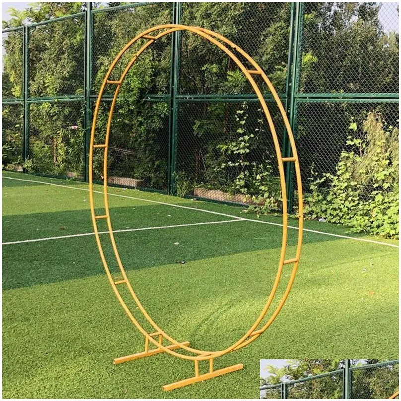 party decoration wedding props wrought iron circle background flower stand ring double rod