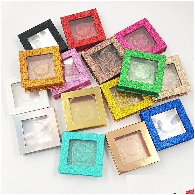 new 10 pcs wholesale square false eyelash packaging box fake 3d mink eyelashes boxes faux cils lash strip case empty