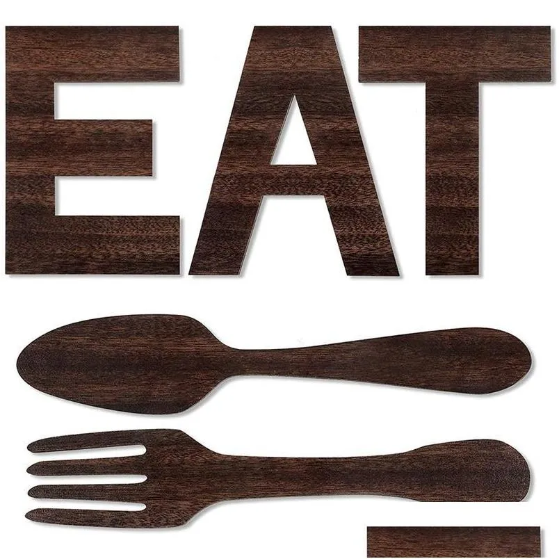 novelty items set of eat sign fork and spoon wall decor rustic wood decoration decoration hang letters for art