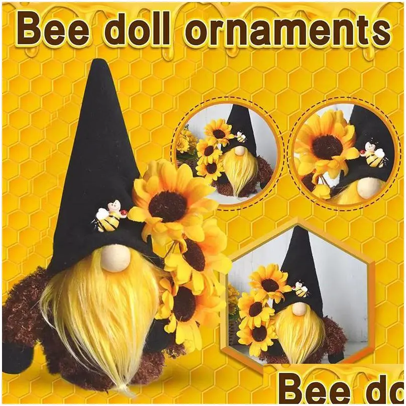 ups bee festival faceless doll dwarf cute party favor sunflower bee ground fine autumn color doll ornaments