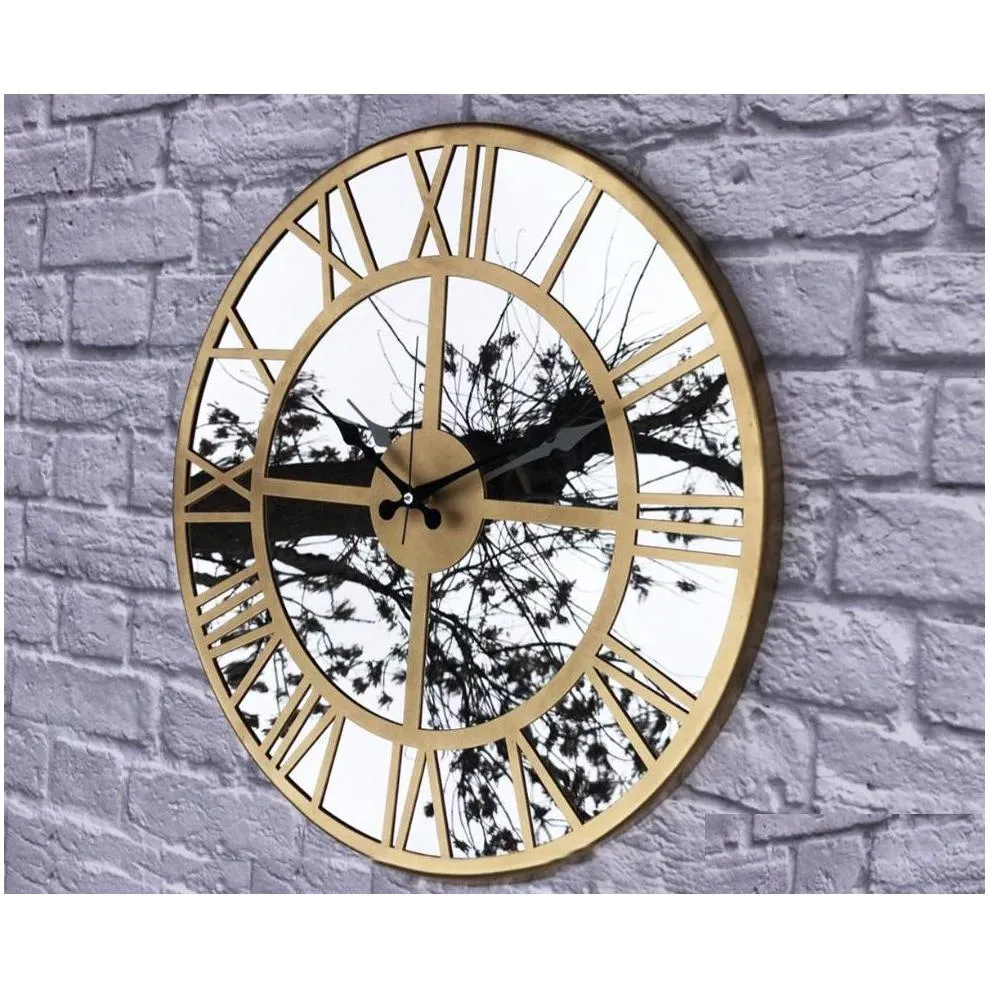 markakanvas mirror metal wall clock 50cm decorative living room large vintage clocks home decor