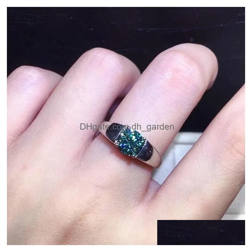 cluster rings passed diamond test bluegreen moissanite couples ring 925 sterling silve luxury jewelry for engagement couple gift