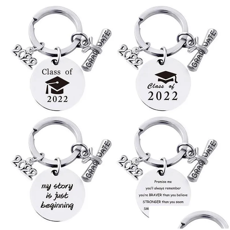 stainless steel graduation party keychain pendant metal keychains luggage decoration keyring creative graduation