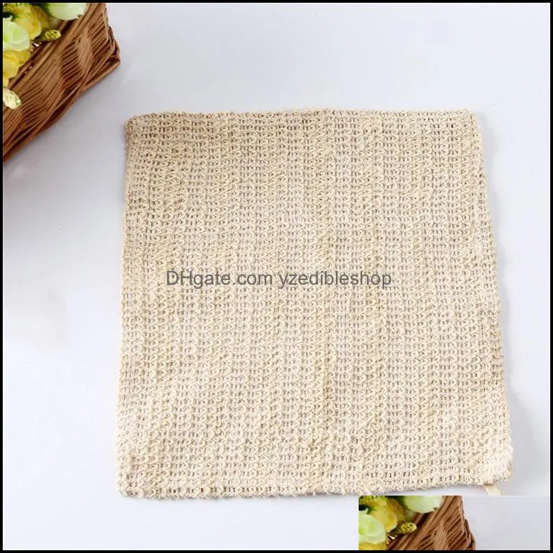 25cm natural hemp sisal soap pouch mesh towels face and body exfoliating cloth