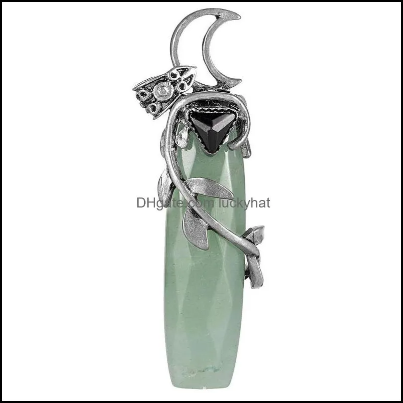 pendant necklaces leaf amethyst crystal gem stone pendants jewelry makingpendant