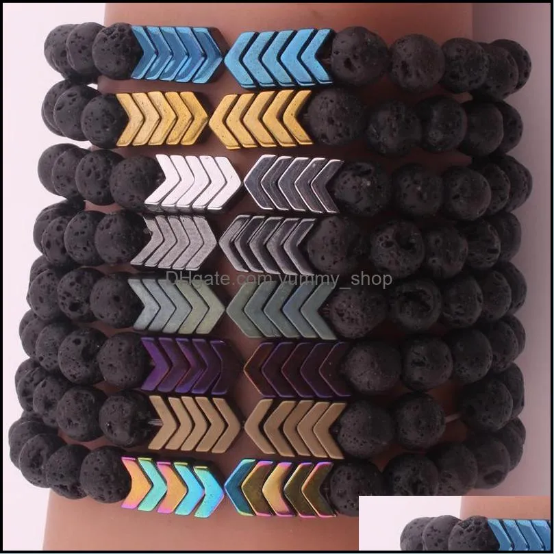 volcanic lava stone bracelet  oil diffuser bracelets bangle healing balance yoga magnet arrow beads bracelet