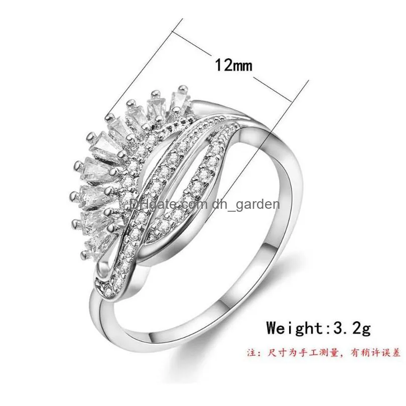 cluster rings fashion irregular luxury zircon diamonds for women femme white gold silver color mujer gemstones jewelry bijoux