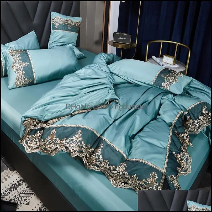 2021 white bedding sets cover lace edge queen bed comforters sets pillow cases luxury king size bedding sets home decoration 738 r2