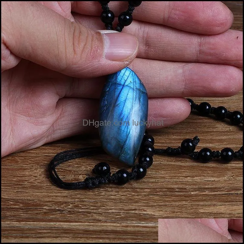 pendant necklaces natural crystal labradorite stone moonstone sunstone gemstone divination spiritual meditation jewelrypendant