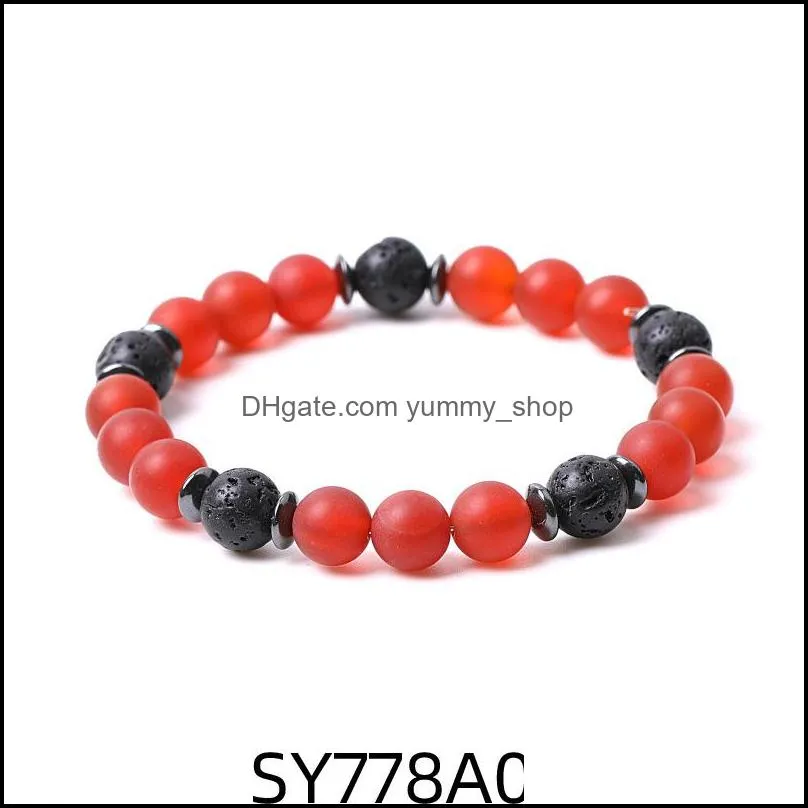 8mm matte red agate stone beads hematite lava stone strand bracelets for women men yoga buddha energy jewelr yummyshop