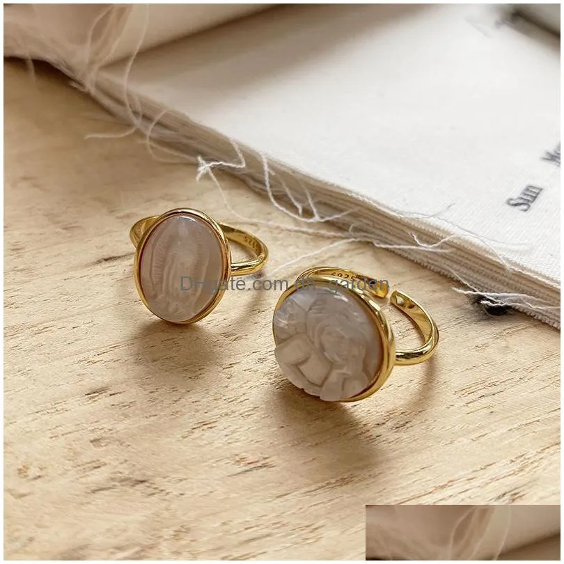 cluster rings kinel 925 sterling silver 18k gold shell two tones style korea ins irregular for women party anniversary fine jewelr