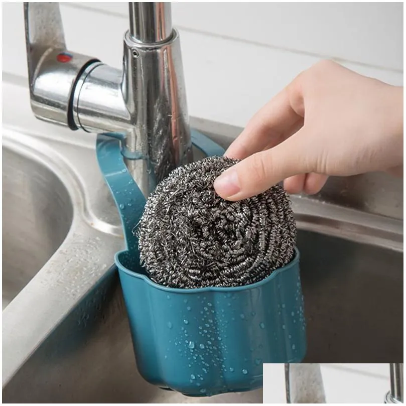 kitchen sink drain rack soap sponge holder hanging storage basket for bathroom adjustable faucet holder kitchen accessories