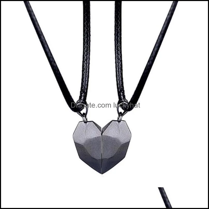 pendant necklaces pcs/set exquisite lovers necklace magnetic distance faceted heart jewelry charm decoration gift for girls boys m22