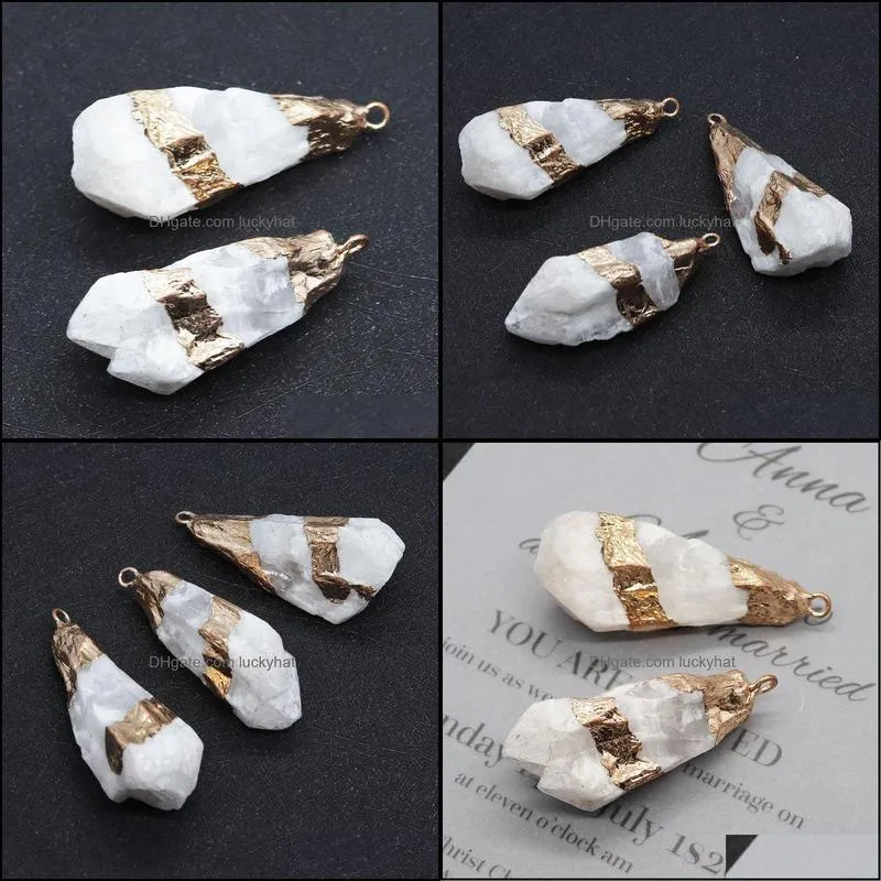 pendant necklaces natural irregular white crystal pendulum healing jewelry reiki for men and women suitable gemstone diy makingpendant