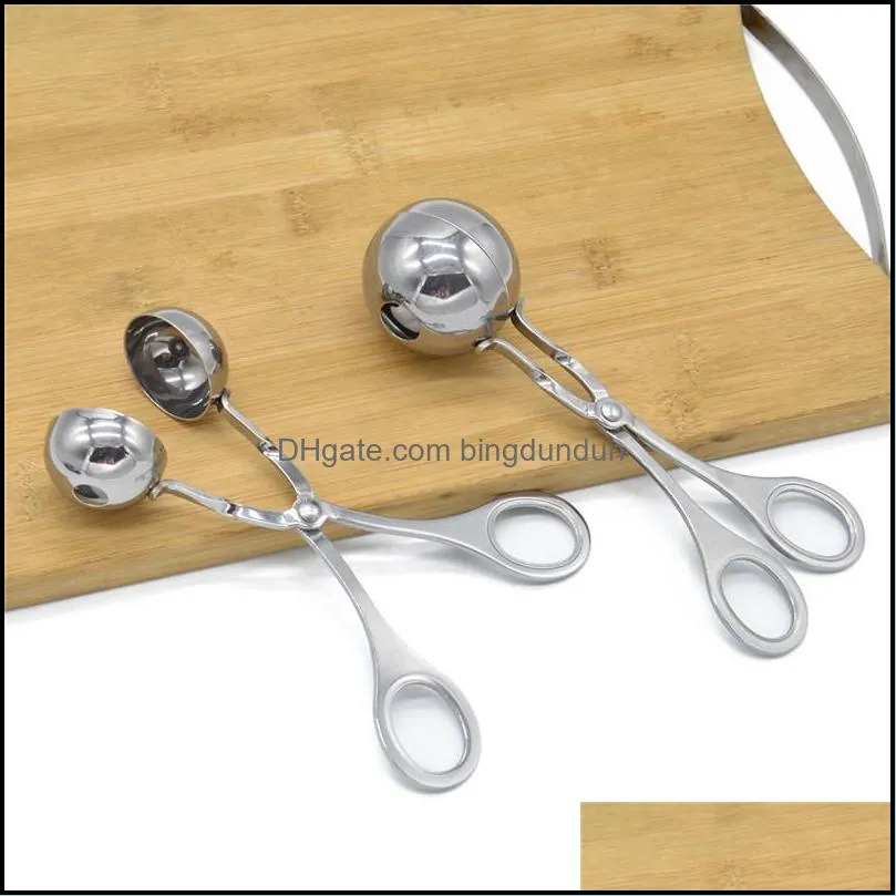 stainless steel meatball clip tongs professional sphere mold for ice cream or meat cooking utensils