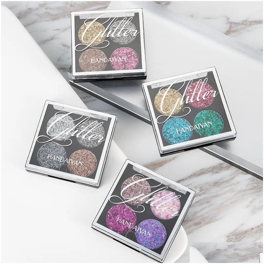 2019 handaiyan 4 colors glitter mix eyeshadow tonessshimmer andduochrome different eye makeup eyeshadow in stock with gift