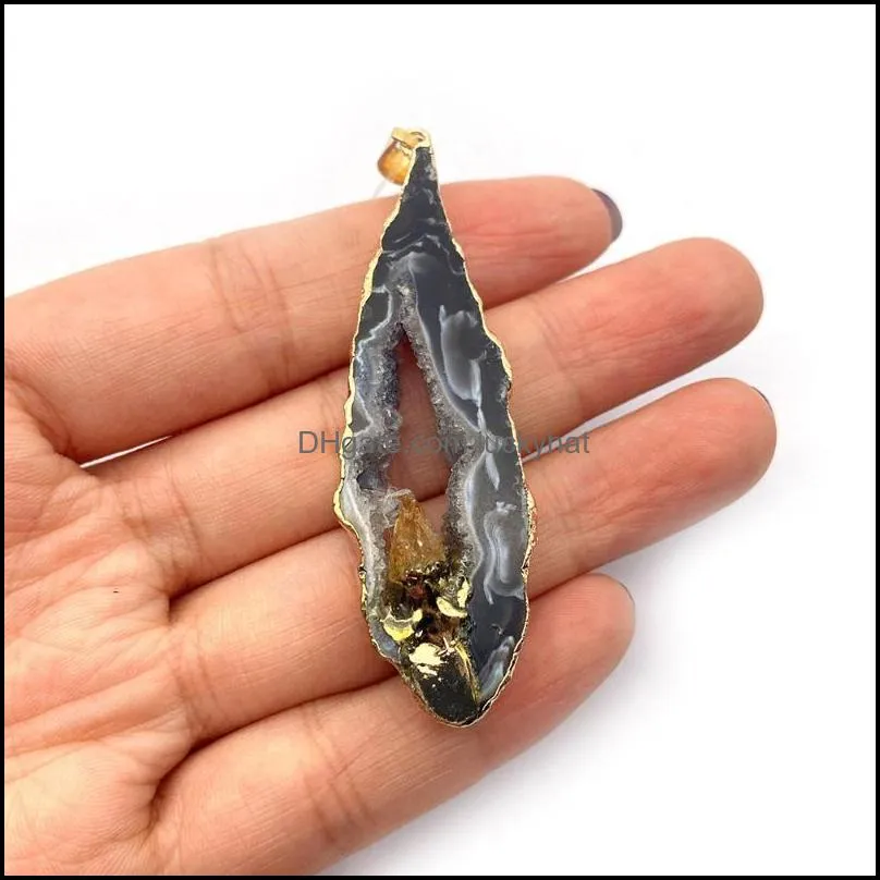 charms irregular shape crystal pendant natural semiprecious stone for diy necklace jewelry making woman accessories wholesalecharms