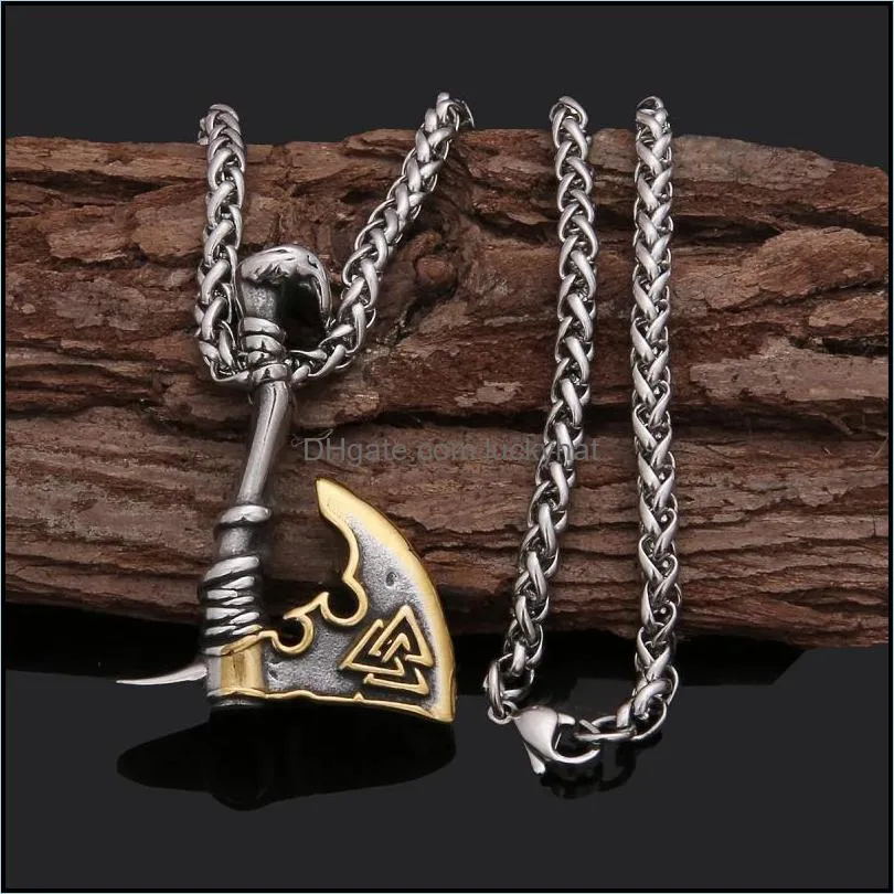 pendant necklaces  ornament hip hop necklace stainless steel axe crossborder titanium orchid chain menvikingpendant