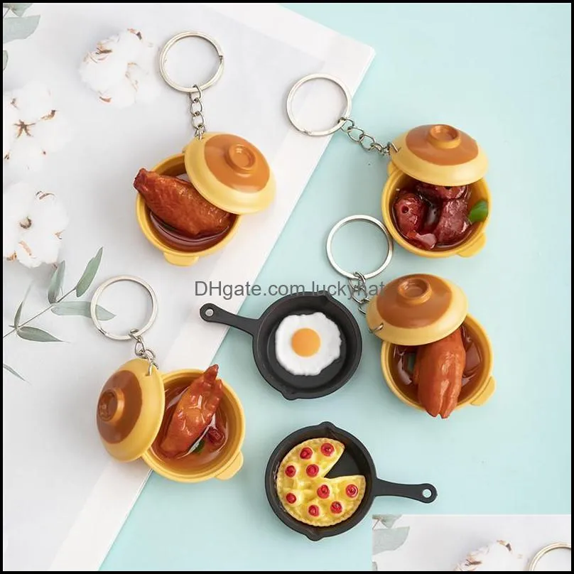 charms 1pc resin simulation food chicken pig trotter omelette pan pendant diy keychain jewelry making accessoriescharms