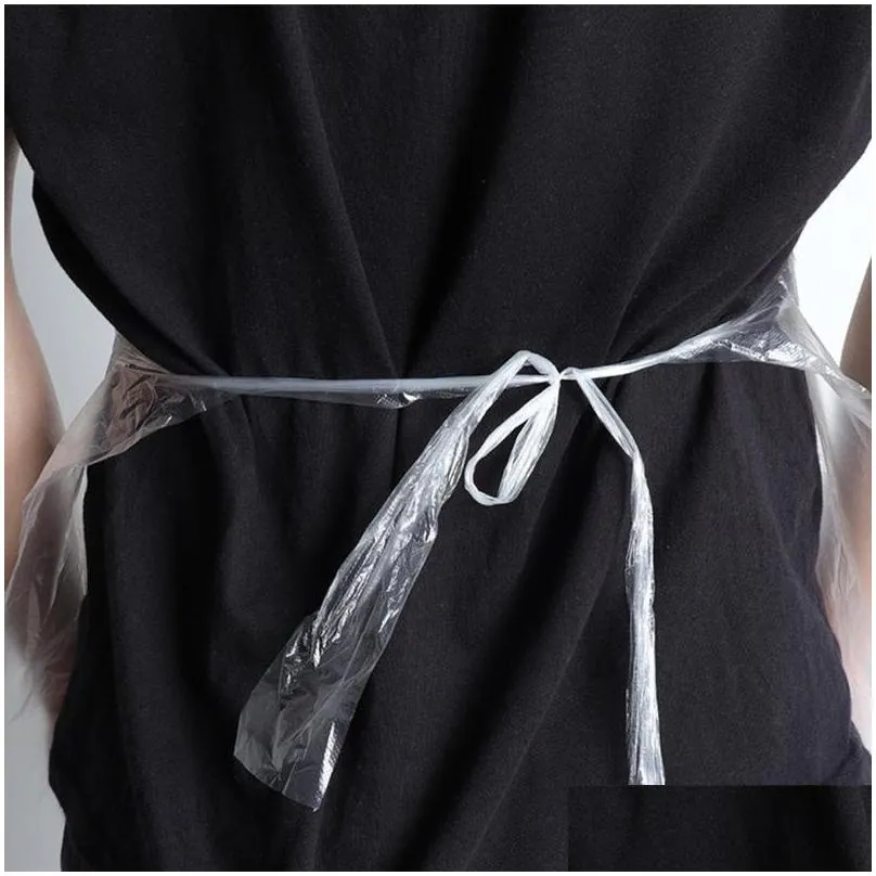 aprons 100pcs/set disposable waterproof oil proof antifouling pe plastic transparent apron