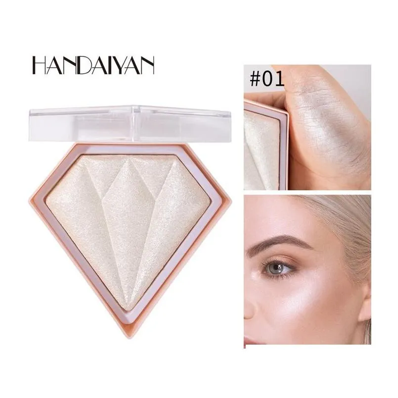 handaiyan face diamond crystal highlighting pressed powder compact brightening powder shimmer complexion bronzers highlighters 5 color