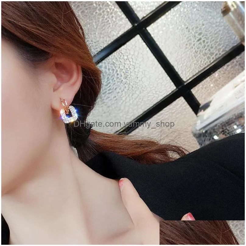 fashion jewelry geometry diamond crystal rhinstone earrings cute dangle stud earrings