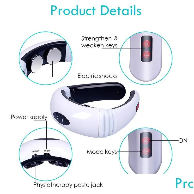 drop electric pulse back and neck massager far infrared pain relief tool health care relaxation multifunctional physiotherapy
