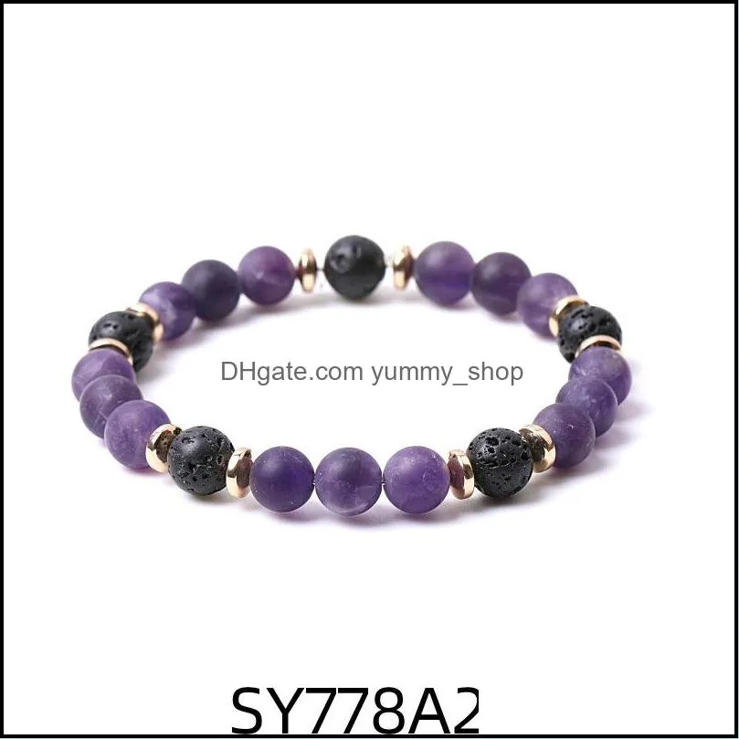 8mm matte amethyst stone beads hematite lava stone strand bracelets for women men yoga buddha energy jewelr yummyshop