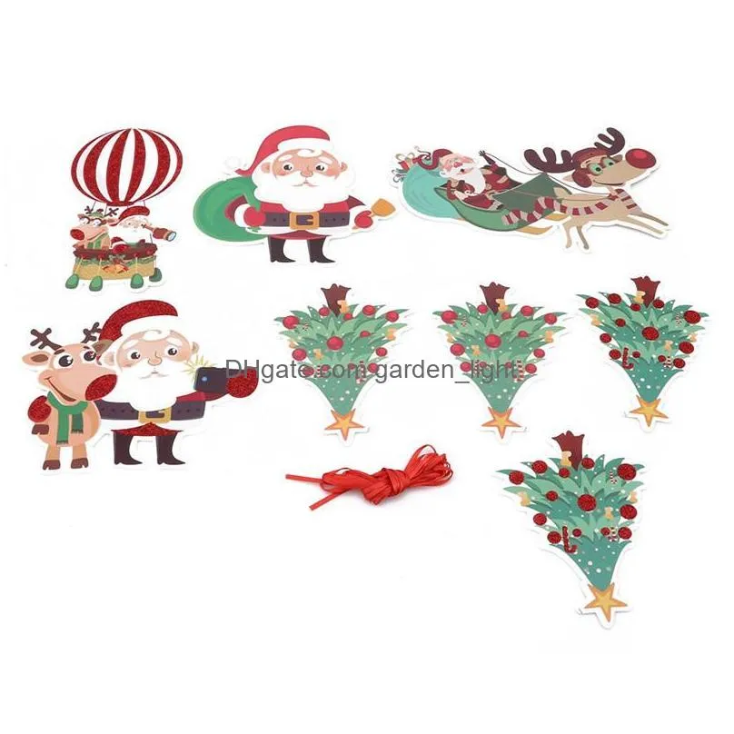 christmas decorations banner santa claus wall hanging drop ornaments snowman flag for year 2022christmas