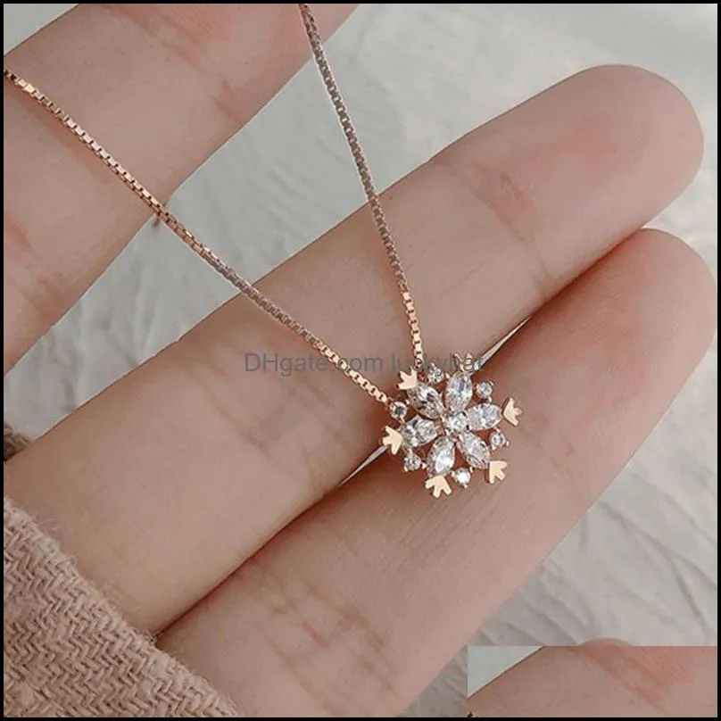 pendant necklaces snowflake necklace girls wedding fashion neck plated zinc alloy choker jewelry birthday christmas whitependant