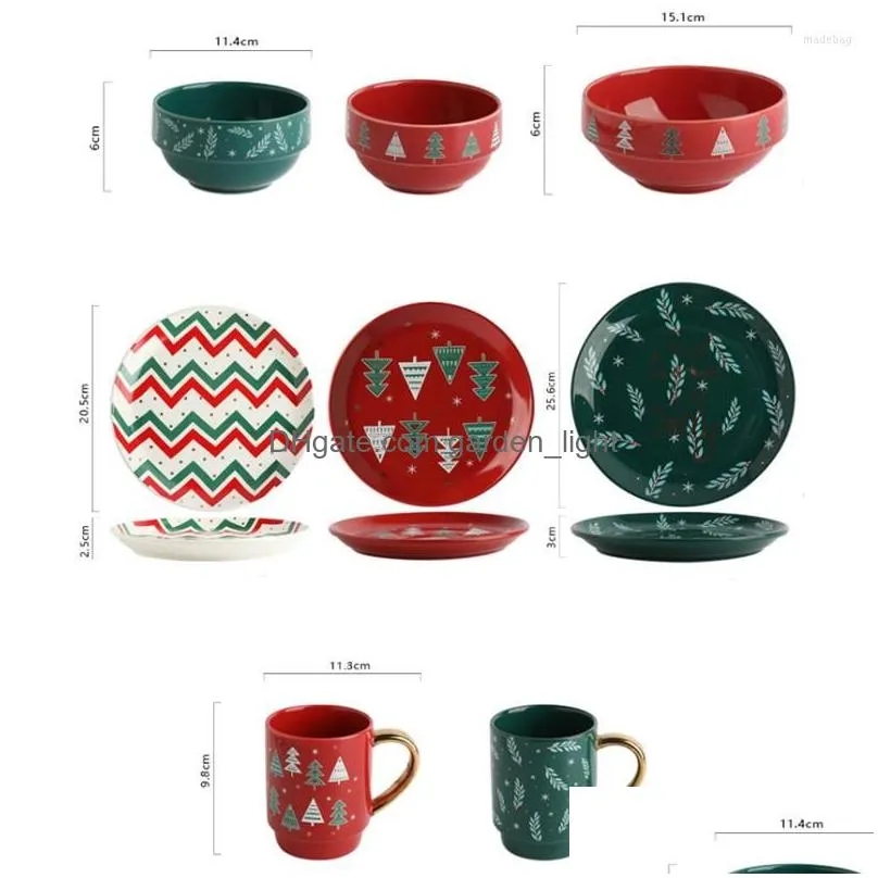 bowls christmas ceramic dinner plate coffee mug soup bowl creative steak fruit dish party household kitchen tableware container
