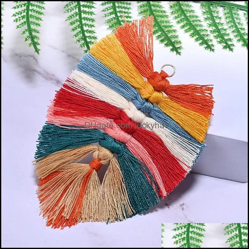 charms bohemian tassel handmade polyester pendant diy bag key keychain colorful fashion pendants for jewelry makingcharms