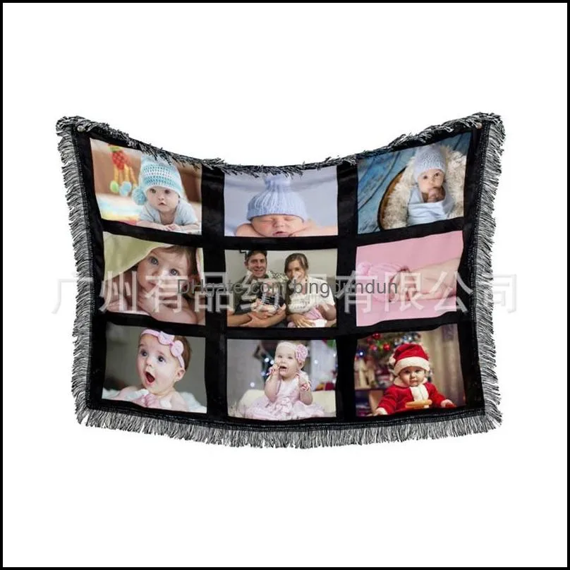 fashion blanket sublimation blank rug 83x110cm tassels printing supplies woman man blankets sofa outdoor 26 41yp k2