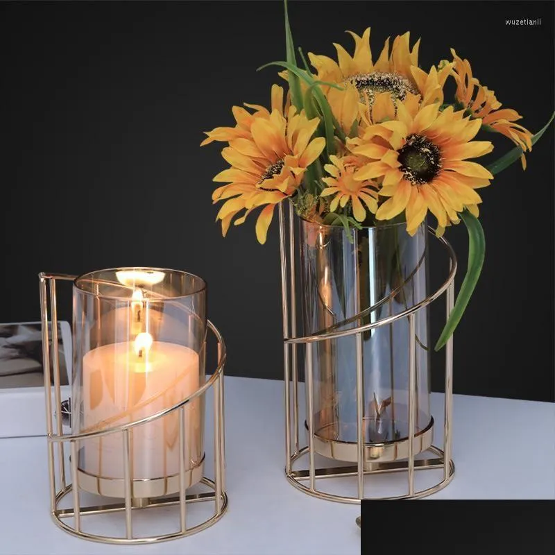 candle holders modern nordic style transparent glass wedding centerpieces room porta velas home decor eh60ch