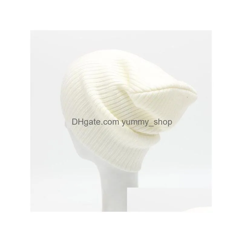 autumn winter men women knitted hat solid color warm beanies skull caps knitted hat