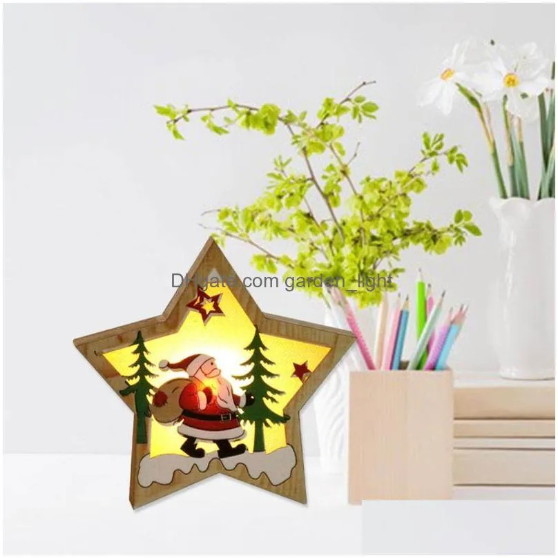 christmas decorations wooden tree ornament glowing hanging decor with light decoration small scene layout for party house holiday xmas