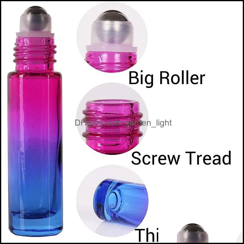 10ml thick glass roller bottles roll on bottle with wood grain plastic cap and stainless ball gradient color for essential oils