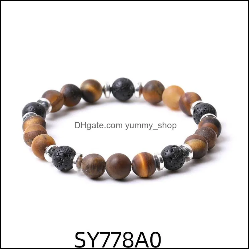 8mm matte tigers eye stone beads hematite lava stone strand bracelets for women men yoga buddha energy jewelr yummyshop