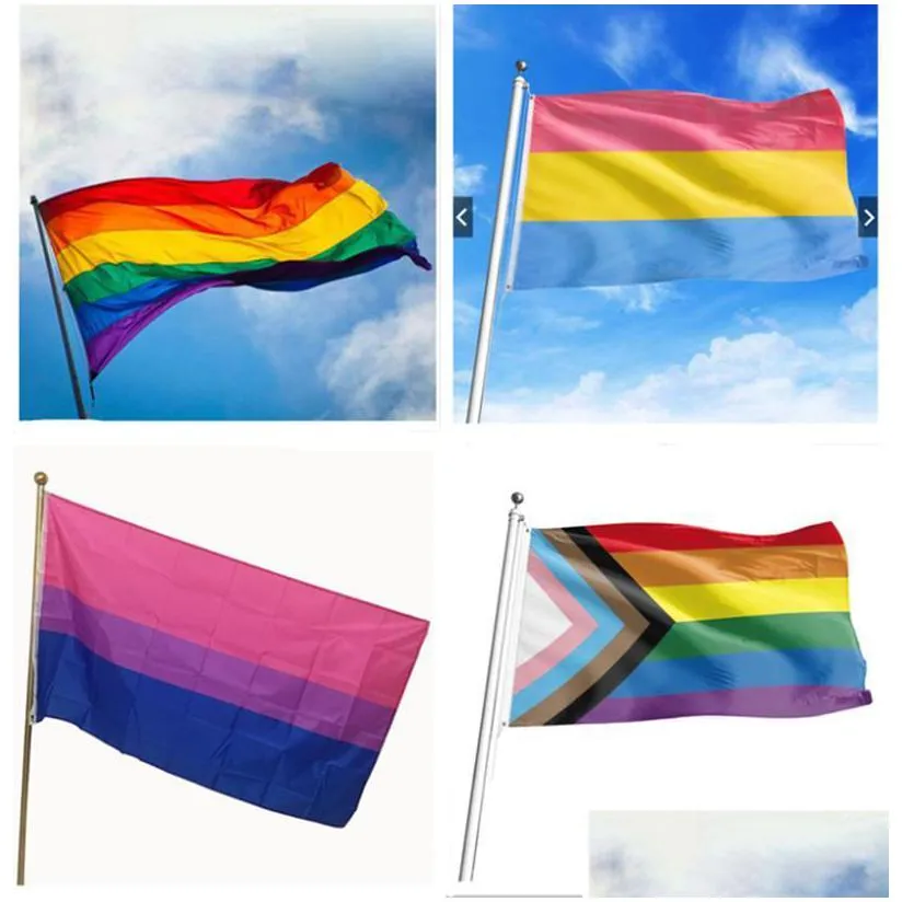 dhs rainbow flag banner 3x5ft 90x150cm gay pride flags polyester banners colorful lgbt lesbian parade decoration