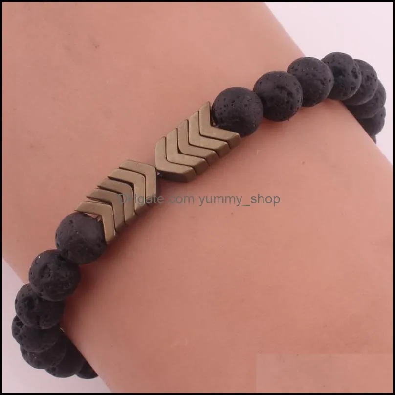 volcanic lava stone bracelet essential oil diffuser bracelets bangle healing balance yoga magnet arrow beads bracelet